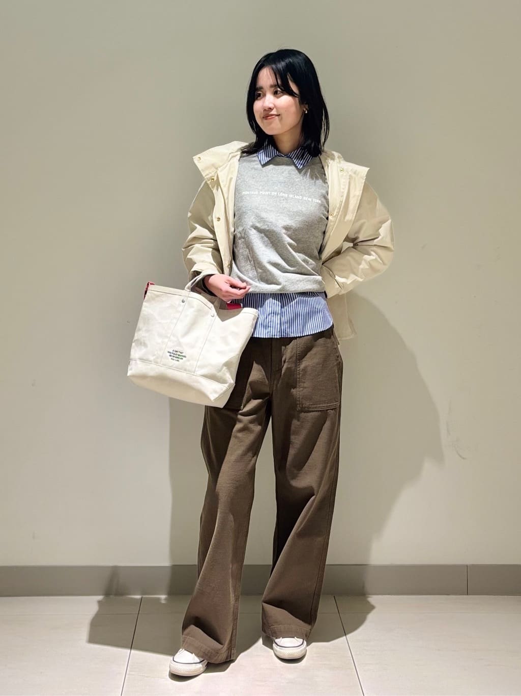 mayuさんの「Dessin｜【洗える】ラグラン切り替えミニロゴカットソー」を使ったコーディネート