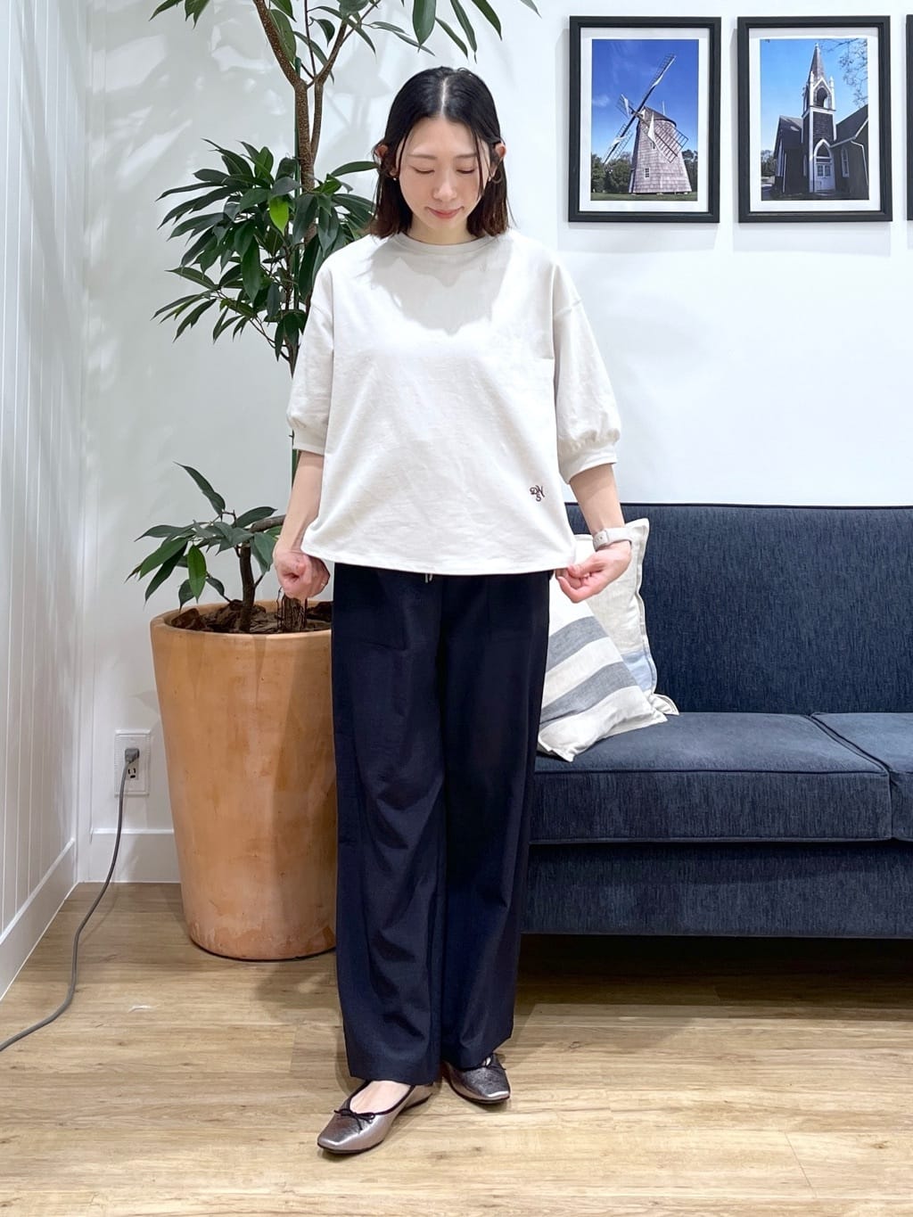 canaさんの「Dessin｜【360度可愛い】バックヘンリーカットソー5分袖」を使ったコーディネート