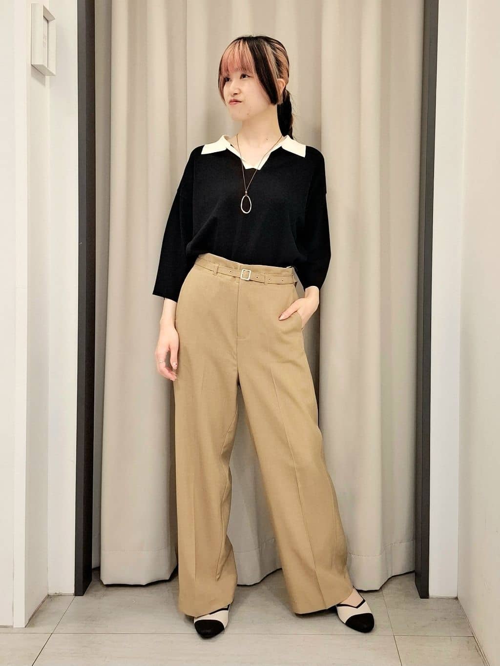 なーちゃんさんの「grove｜【洗える】麻調ノーカラーブルゾン」を使ったコーディネート