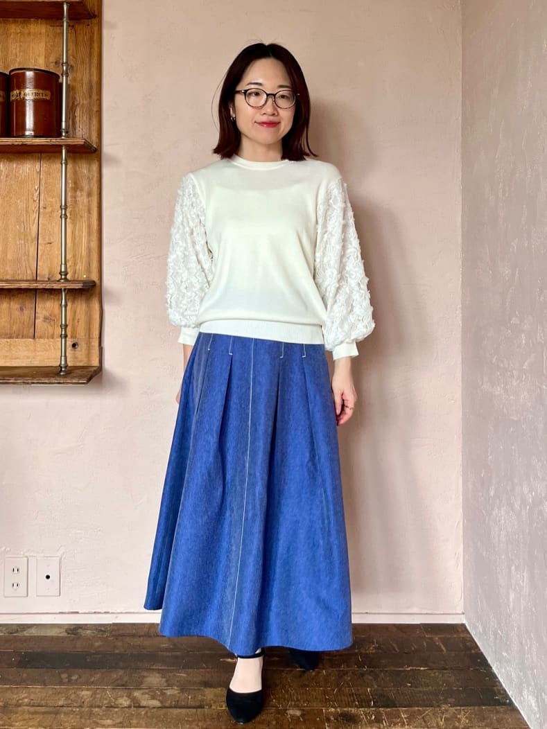 saoriさんの「【洗濯機OK】デニム風スカート」を使ったコーディネート