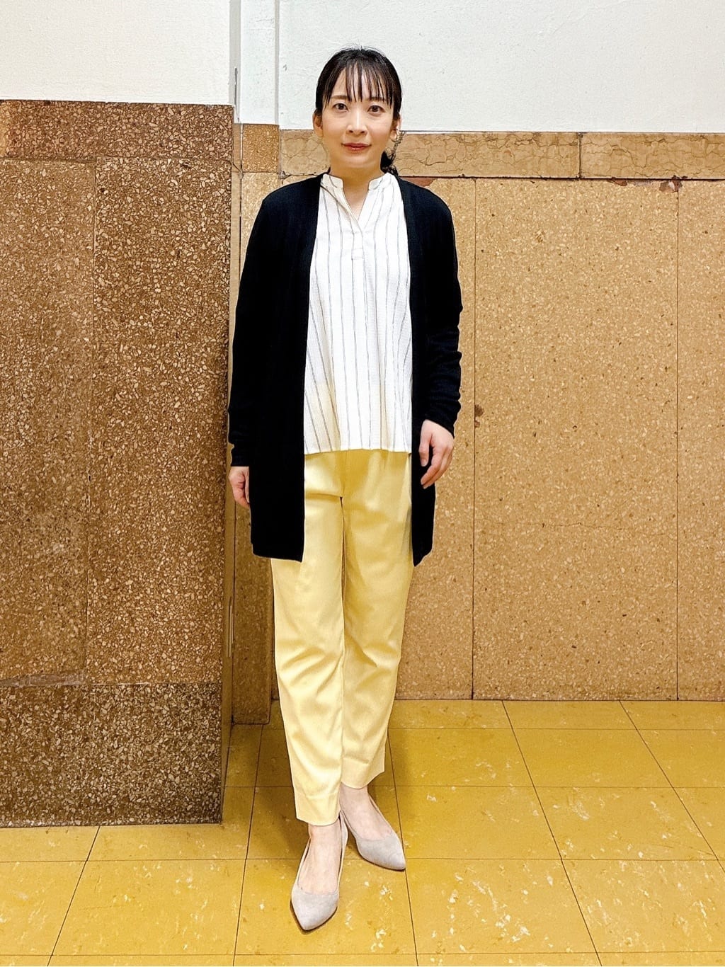 hattoriさんの「INDIVI｜【洗える／着心地楽ちん】ブラウス風ストライプカットソートップス」を使ったコーディネート