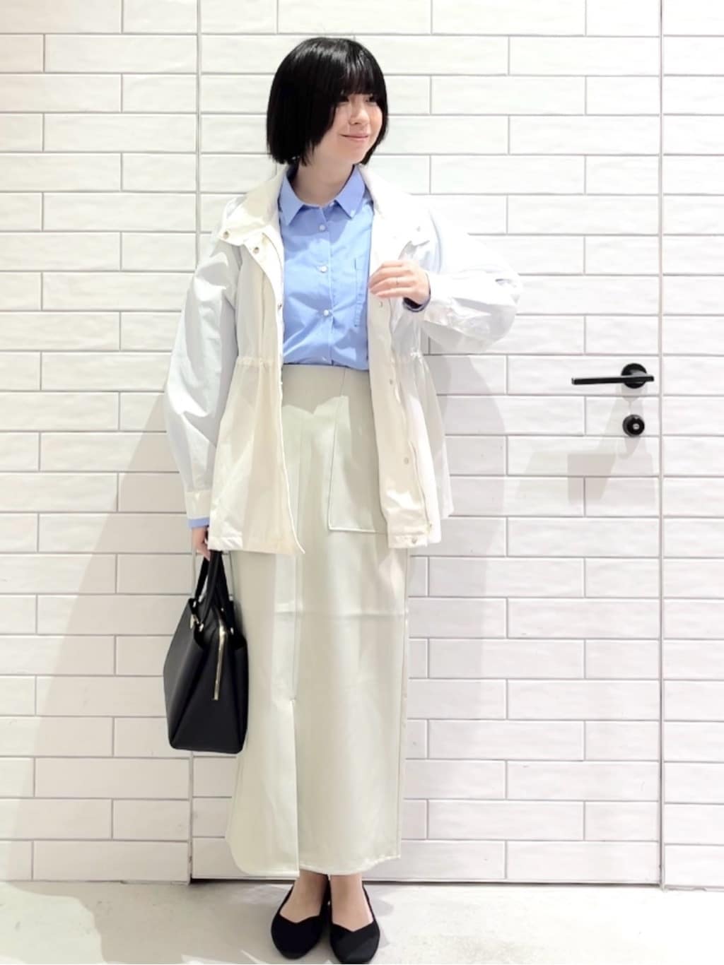 しおりさんの「OPAQUE.CLIP｜撥水スタンドZIPブルゾン【洗濯機OK／UVケア／花粉対応】」を使ったコーディネート