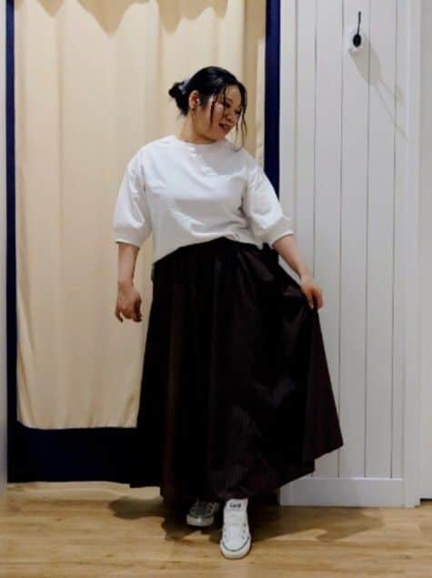 Haraさんの「Dessin｜【360度可愛い】バックヘンリーカットソー5分袖」を使ったコーディネート