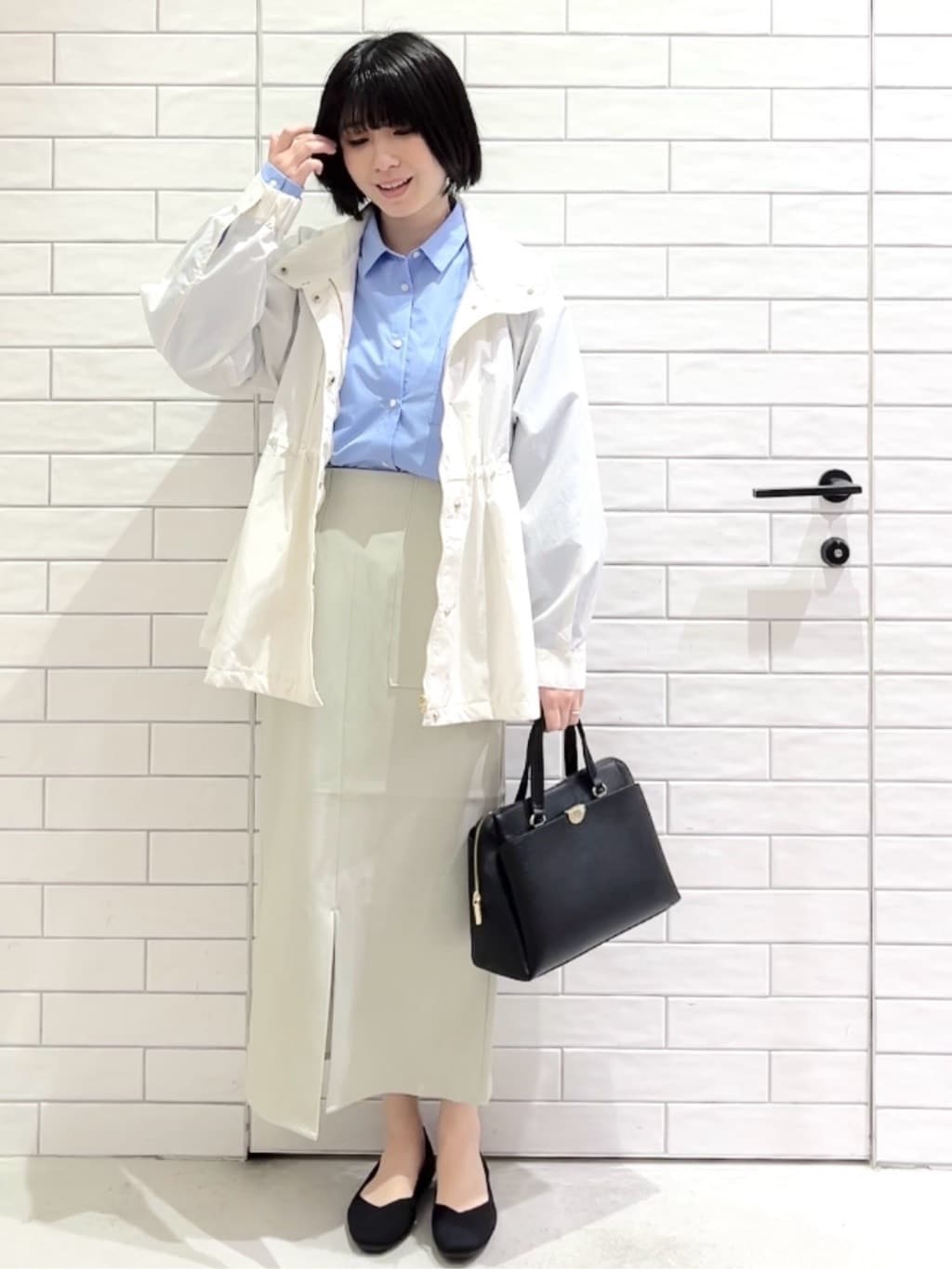 しおりさんの「OPAQUE.CLIP｜撥水スタンドZIPブルゾン【洗濯機OK／UVケア／花粉対応】」を使ったコーディネート