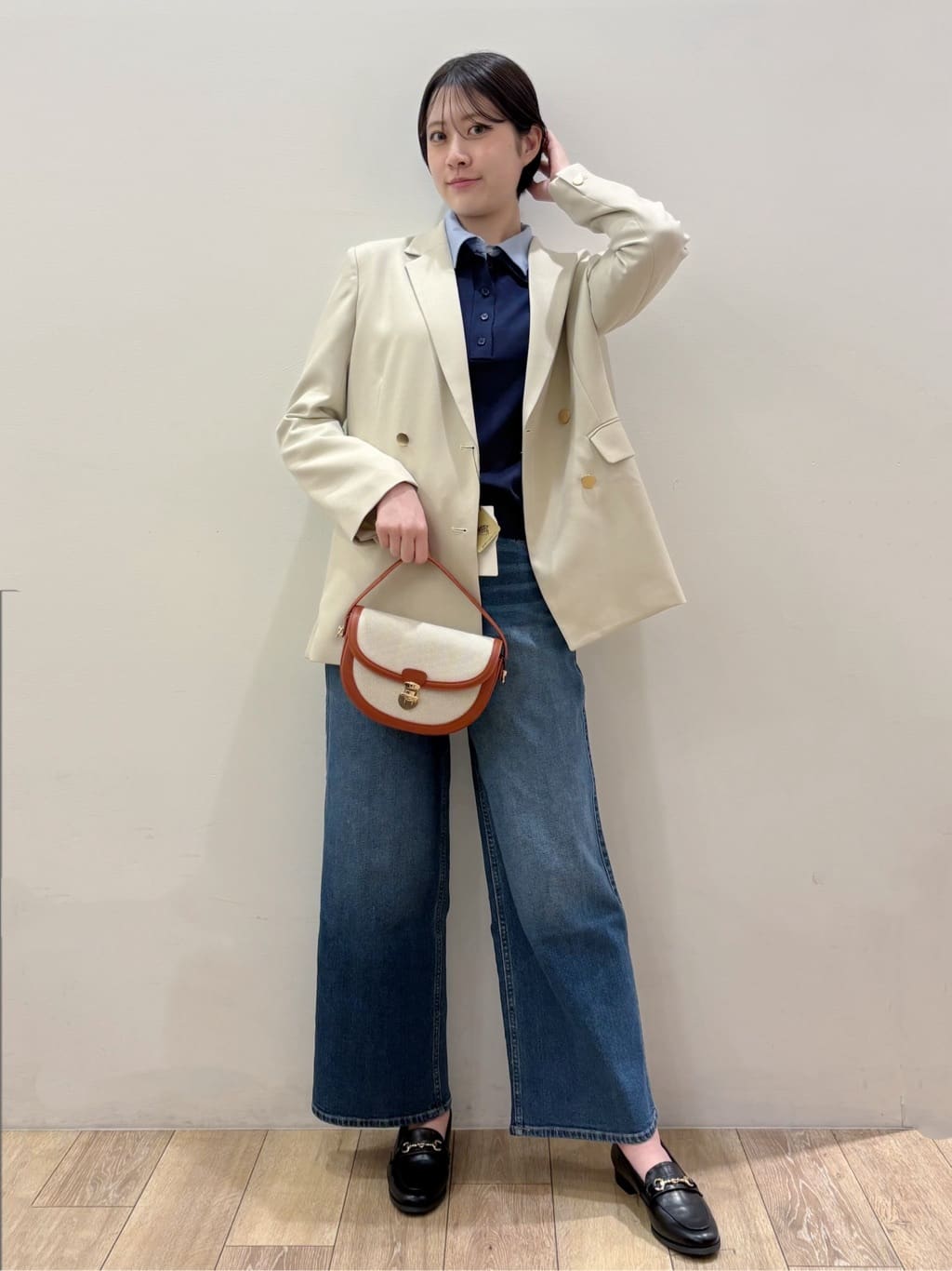 RINさんの「OPAQUE.CLIP｜金ボタンダブルブレストテーラードジャケット／セットアップ対応【洗える】」を使ったコーディネート