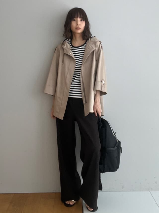 misaさんの「DRESSTERIOR｜【接触冷感／抗菌防臭／消臭】アイスクリアコットンドルマンスリーブボーダーTシャツ」を使ったコーディネート