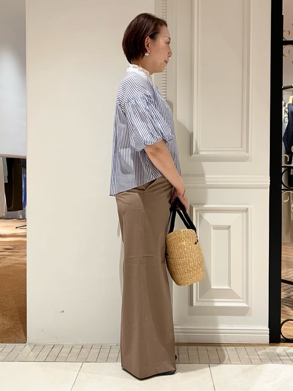TAJIさんの「DRESSTERIOR｜◆【otonaMUSE5月号掲載/ウォッシャブル】ロンドンストライプクレリックブラウス」を使ったコーディネート