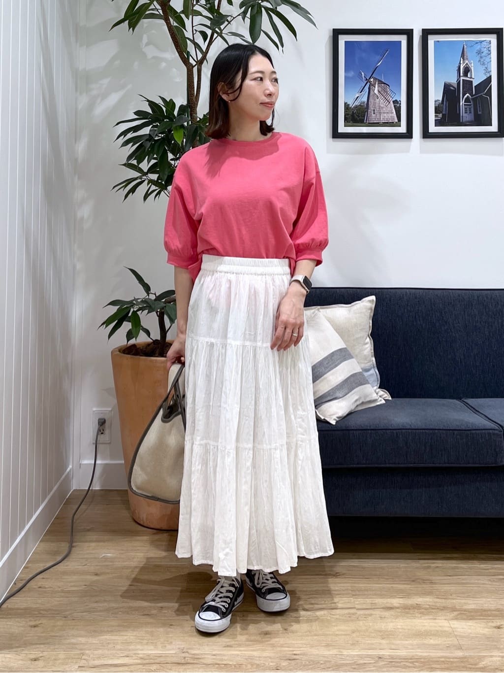 canaさんの「Dessin｜【360度可愛い】バックヘンリーカットソー5分袖」を使ったコーディネート