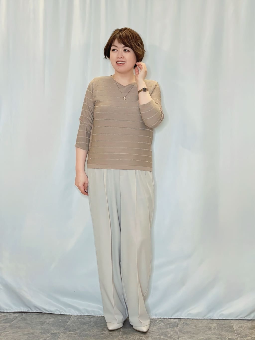 たみさんの「SHOO･LA･RUE｜【SHOO・LA・RUE DENIM/S-LL/高レビュー】大人のための ノーカラーデニムジャケット」を使ったコーディネート