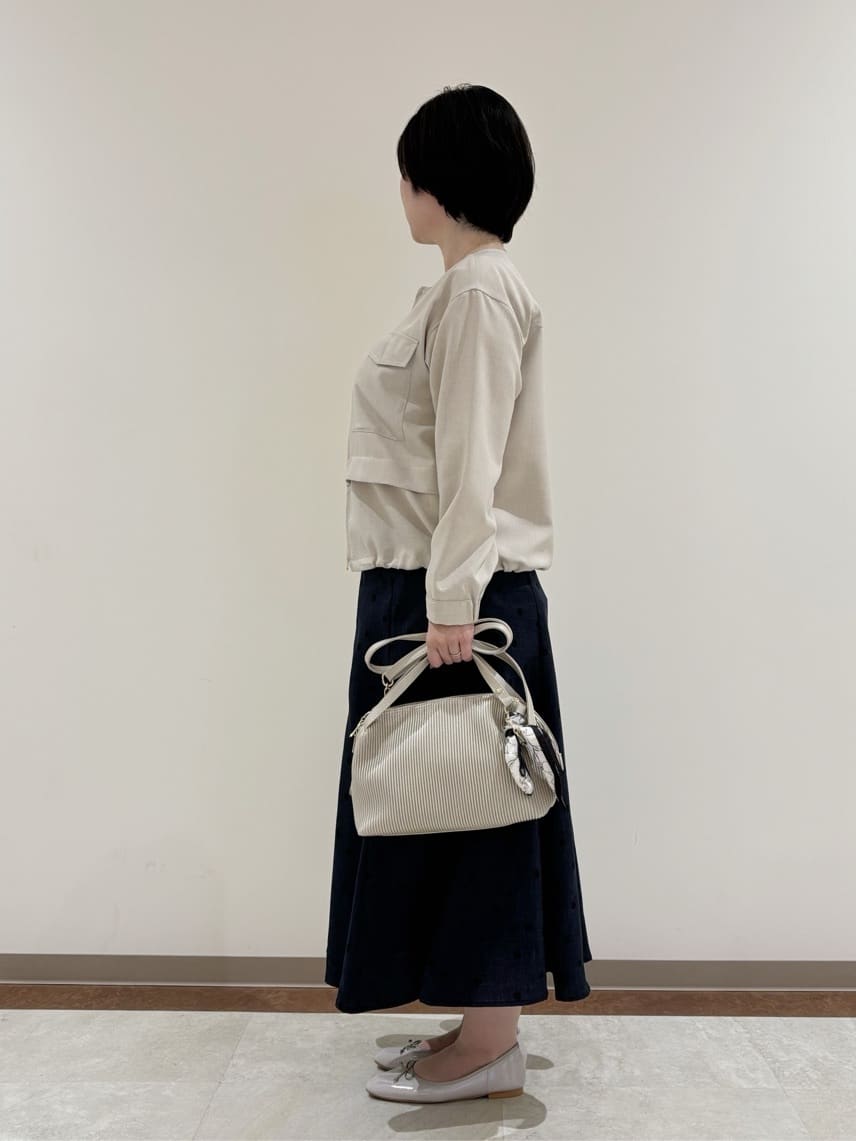 marikoさんの「grove｜【洗える】麻調ノーカラーブルゾン」を使ったコーディネート