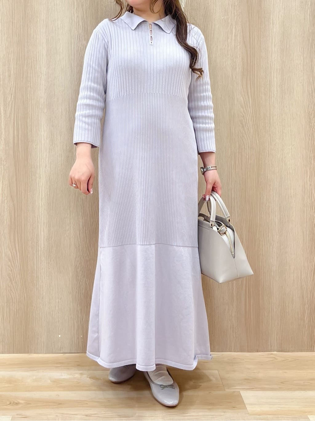 みことさんの「grove｜高評価！【洗える】大人の上品ポロニットワンピース」を使ったコーディネート