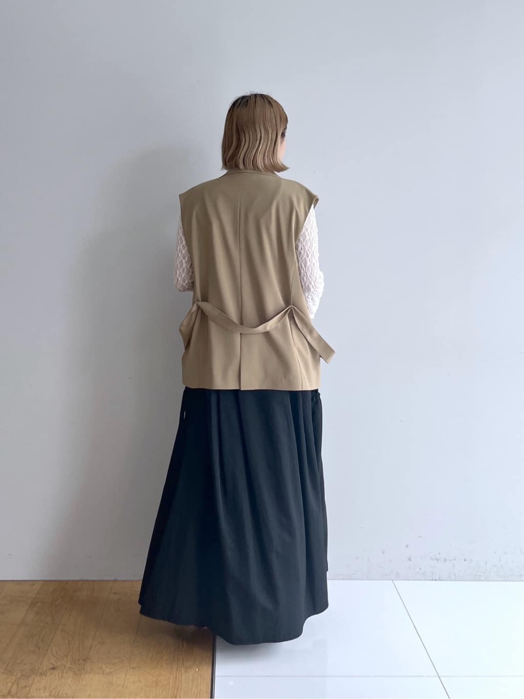 Harukaさんの「INDIVI｜Comfy SET UP｜ベルテッドジレ【セットアップ対応／通勤／カセット服／接触冷感／UVカット】」を使ったコーディネート