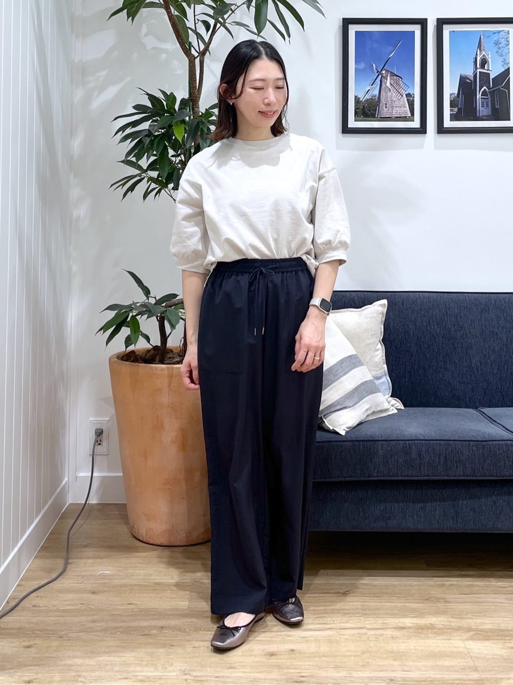 canaさんの「Dessin｜【360度可愛い】バックヘンリーカットソー5分袖」を使ったコーディネート