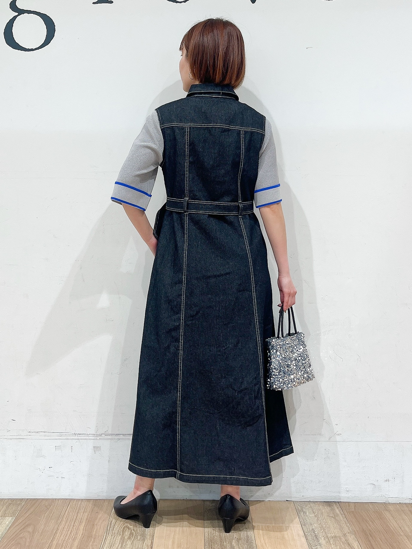 山さんさんの「grove｜新色追加！【シリーズ累計36万枚/名品ニット】やわらかドライタッチ 袖メッシュ編みニット」を使ったコーディネート