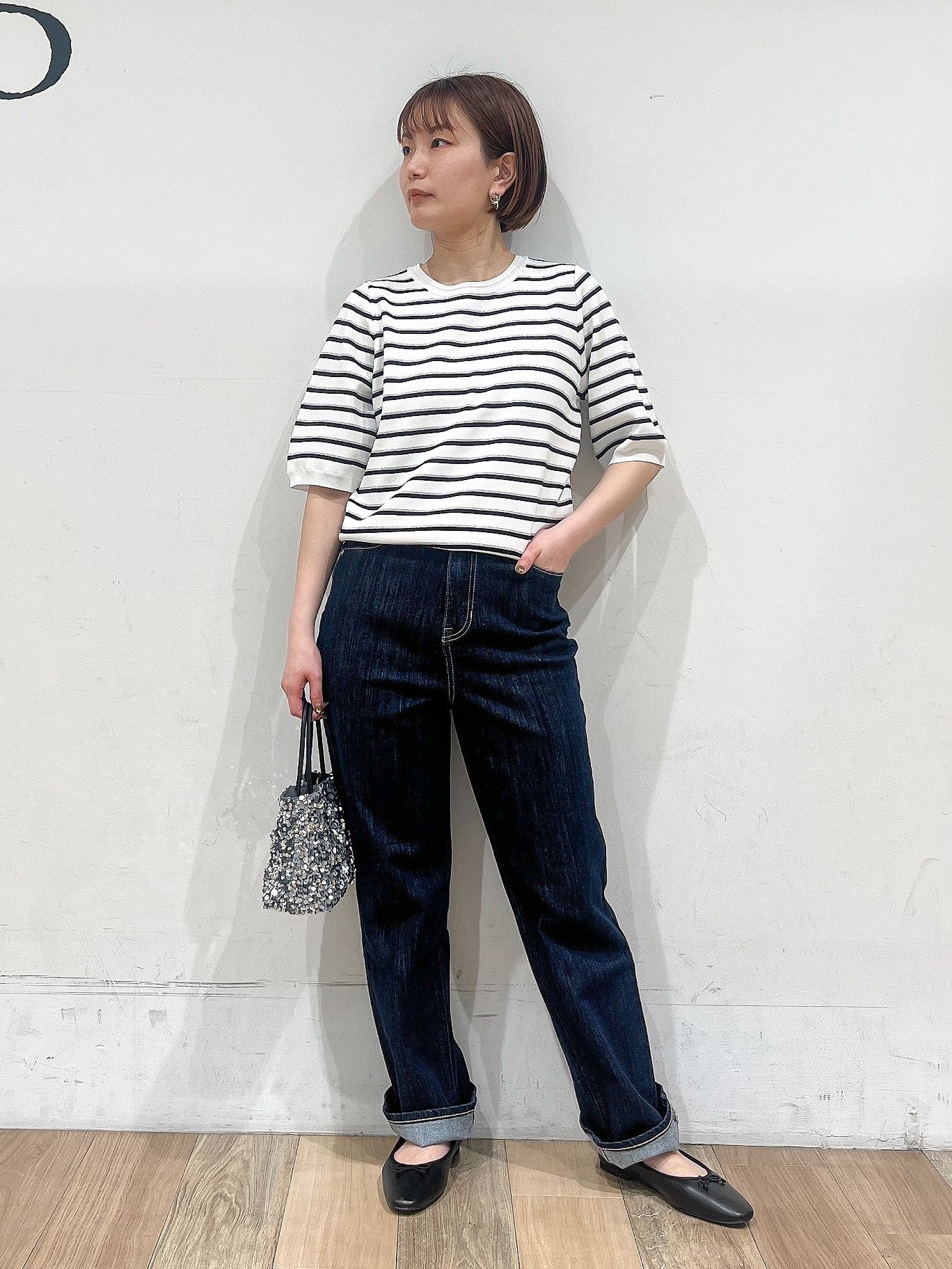 山さんさんの「grove｜【洗える】麻調ノーカラーブルゾン」を使ったコーディネート