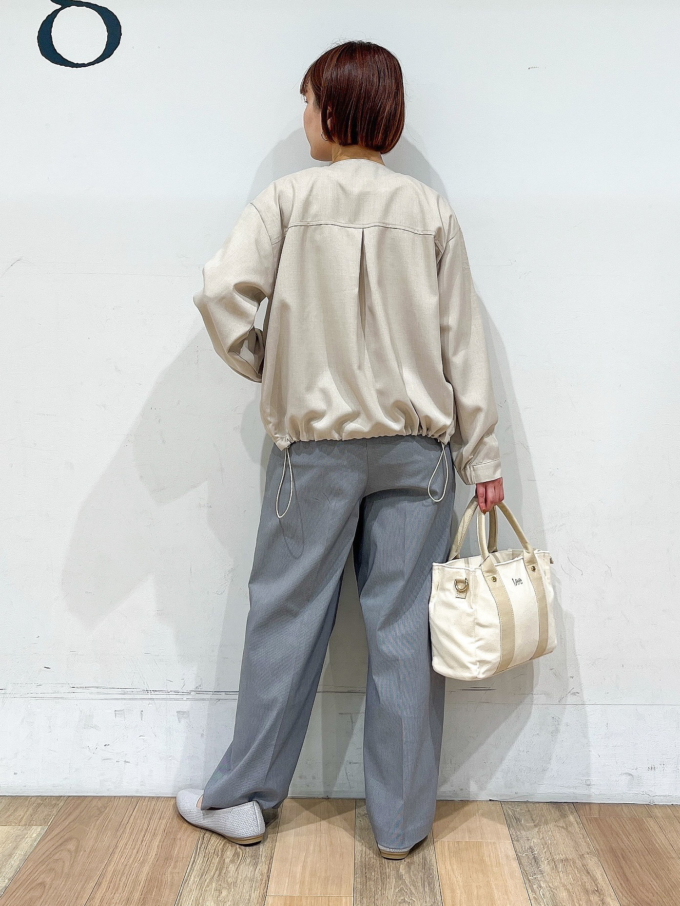山さんさんの「grove｜【貴島明日香さん着用・洗える】麻調ノーカラーブルゾン」を使ったコーディネート
