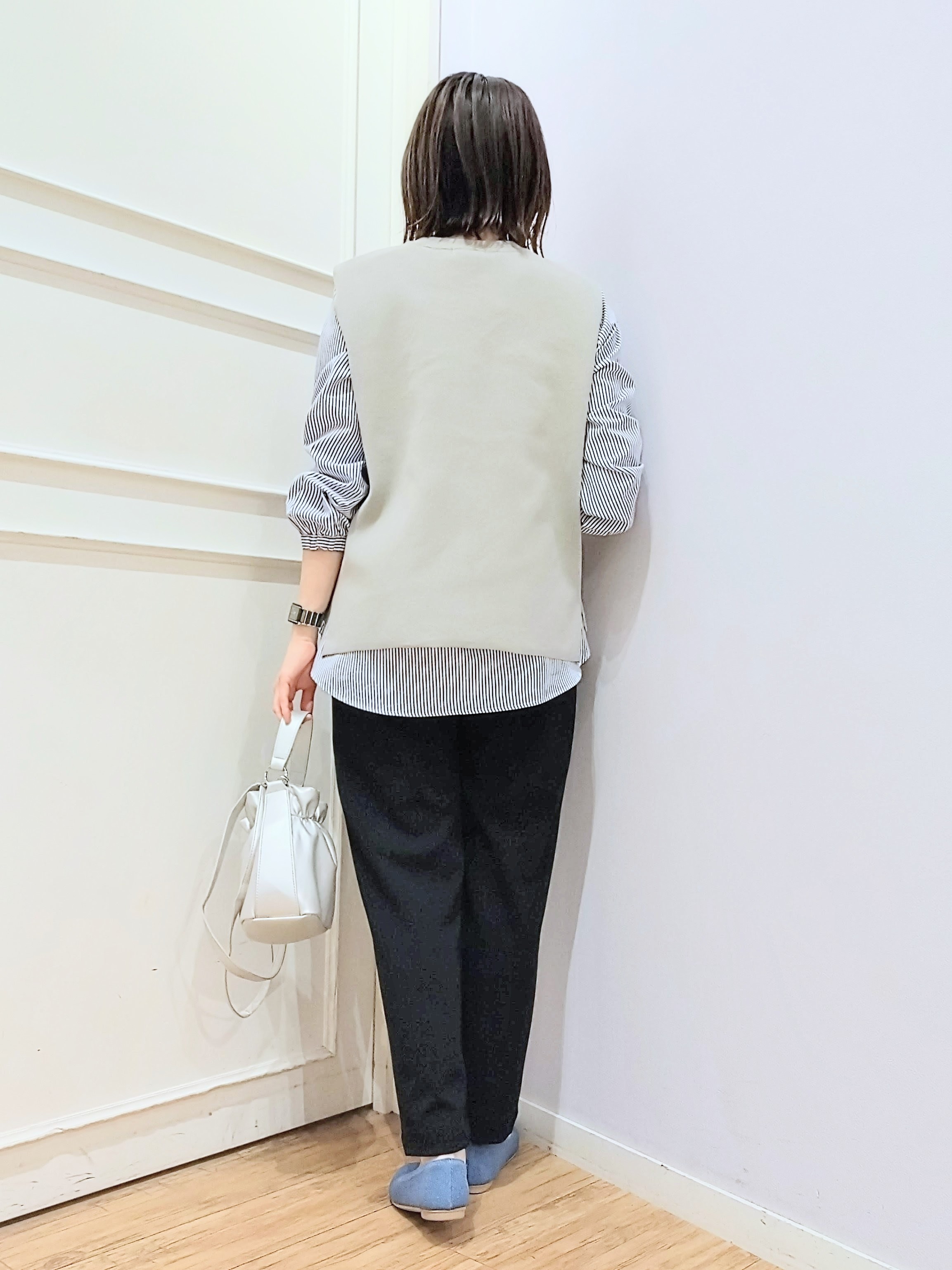 miomioさんの「SHOO･LA･RUE｜【NEW/22.5㎝-24.5㎝】洗えてサラサラ ニットパンプス」を使ったコーディネート