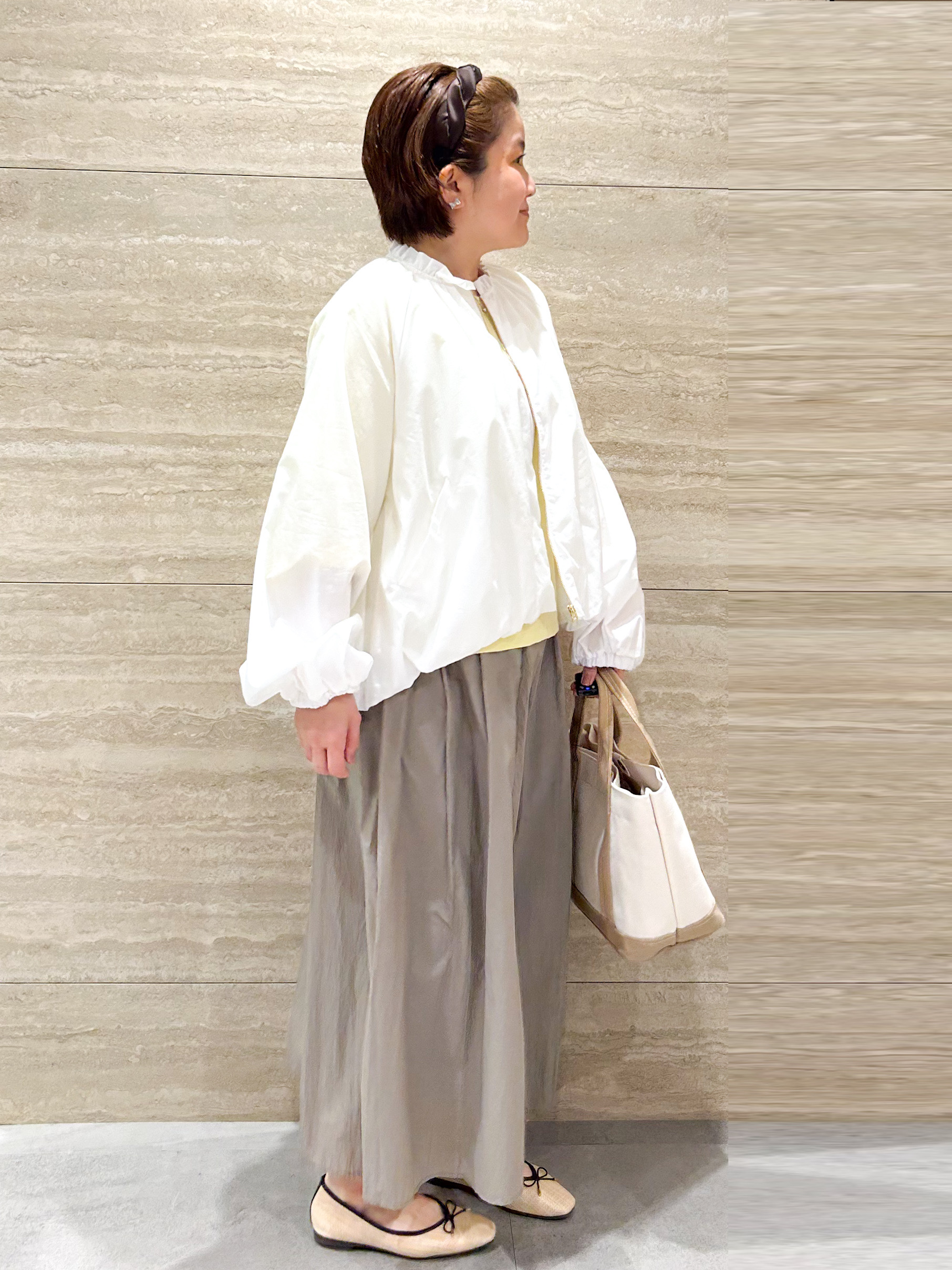 NAMIさんの「OPAQUE.CLIP｜撥水 裾バルーンブルゾン【洗濯機OK】」を使ったコーディネート