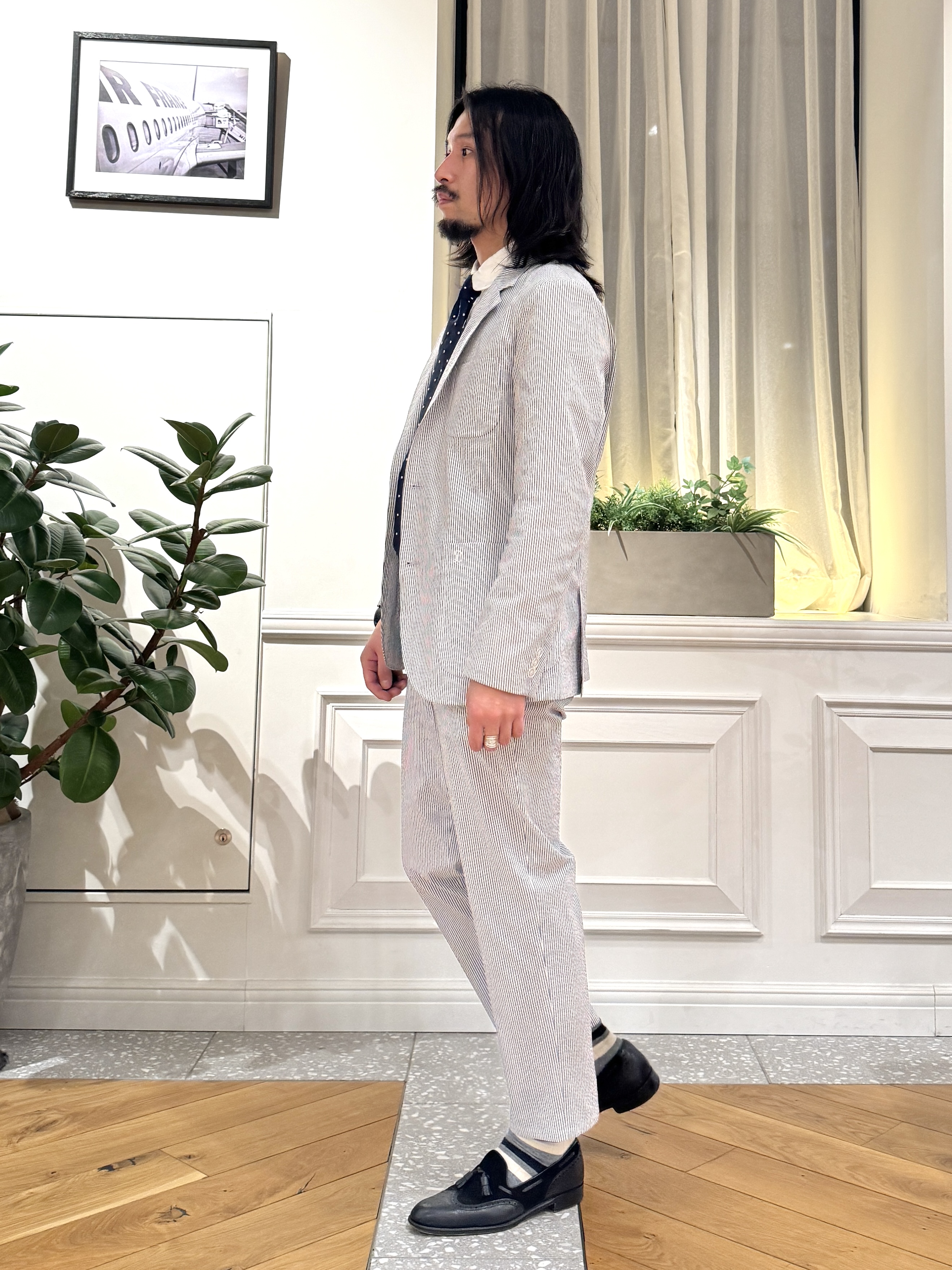 kawarataniさんの「DRESSTERIOR｜◆【吸湿速乾/セットアップ可/ウォッシャブル】COOLMAX シアサッカー サマージャケット」を使ったコーディネート