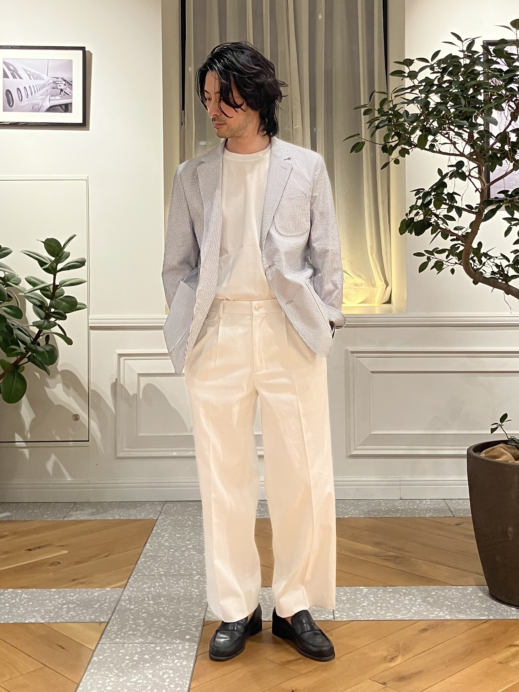 junyaさんの「DRESSTERIOR｜【接触冷感／抗菌防臭／消臭】ICE CLEAR COTTON ポケットTシャツ」を使ったコーディネート