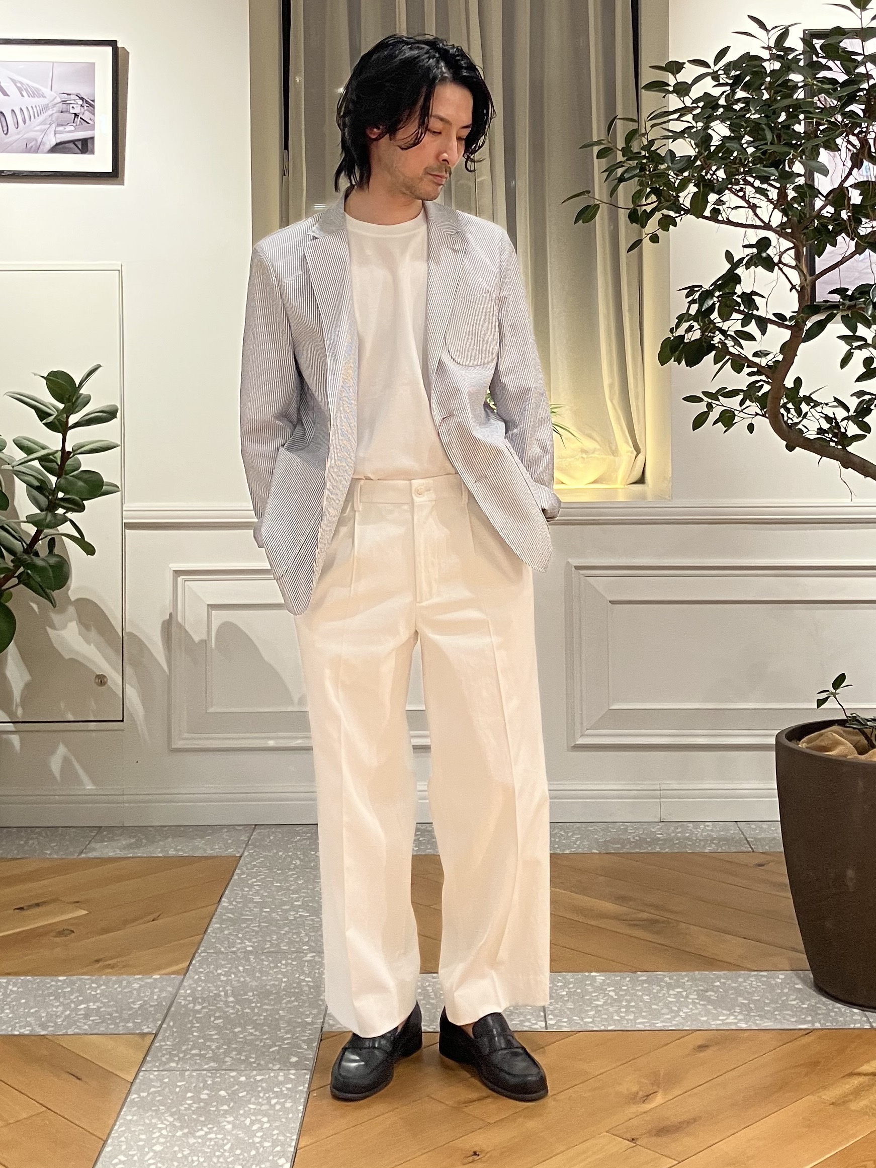 junyaさんの「DRESSTERIOR｜【接触冷感／抗菌防臭／消臭】ICE CLEAR COTTON ポケットTシャツ」を使ったコーディネート