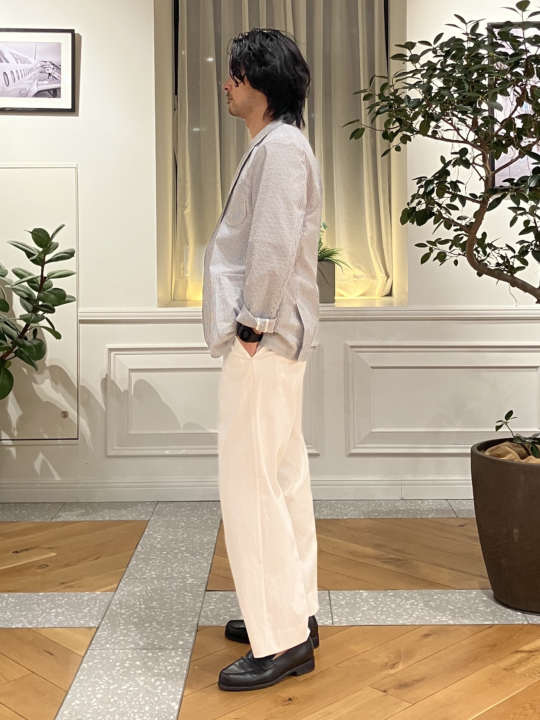 junyaさんの「DRESSTERIOR｜【接触冷感／抗菌防臭／消臭】ICE CLEAR COTTON ポケットTシャツ」を使ったコーディネート