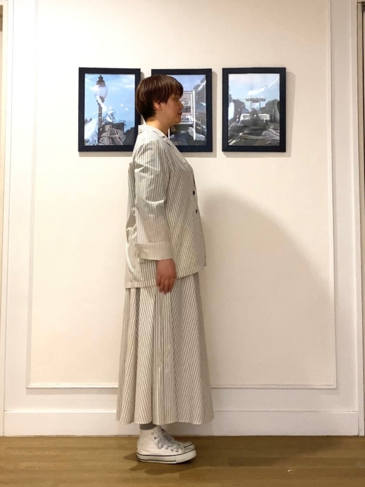Hiroさんの「Dessin｜【セットアップ可/洗える】ストライプシャツジャケット」を使ったコーディネート