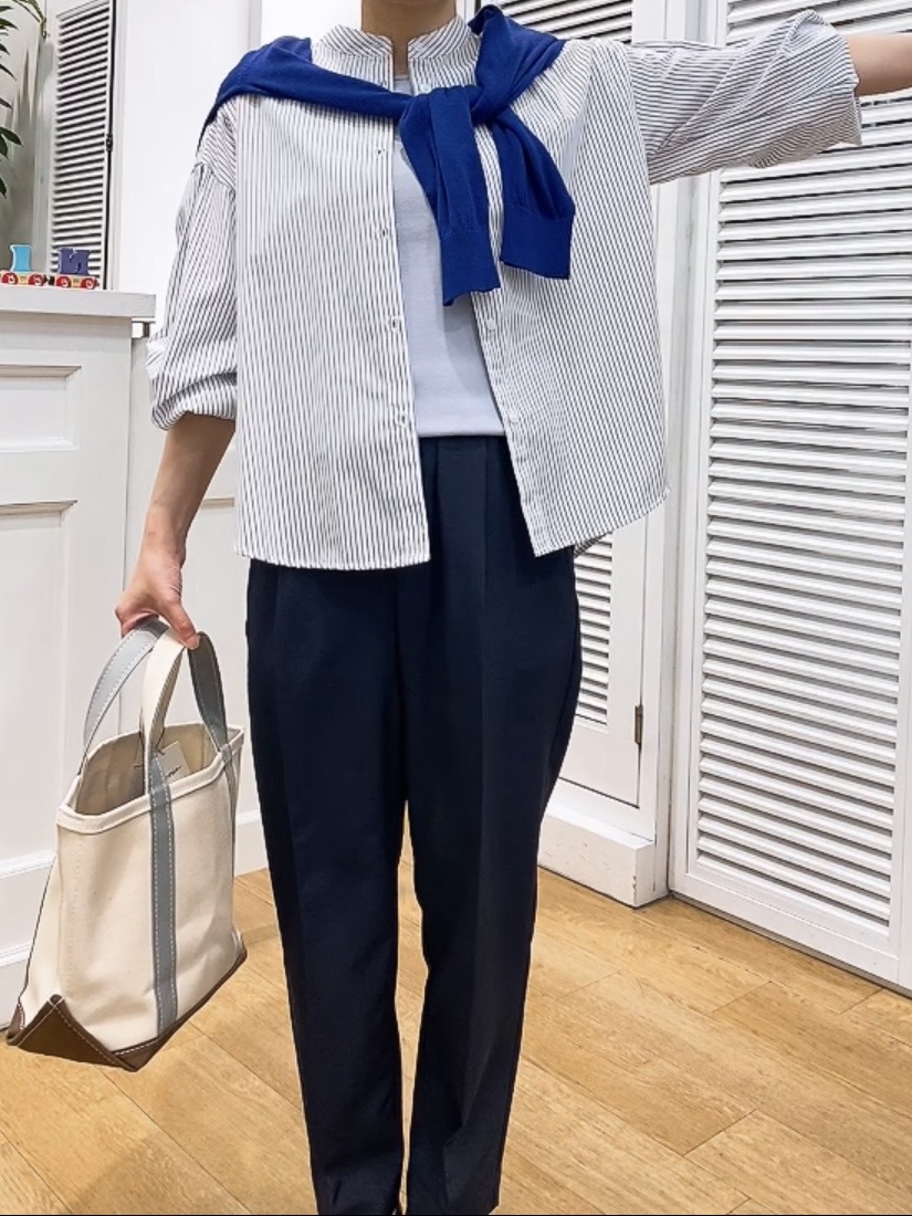 Hamaさんの「Dessin｜【洗える】バルーンスリーブバンドカラーシャツ」を使ったコーディネート