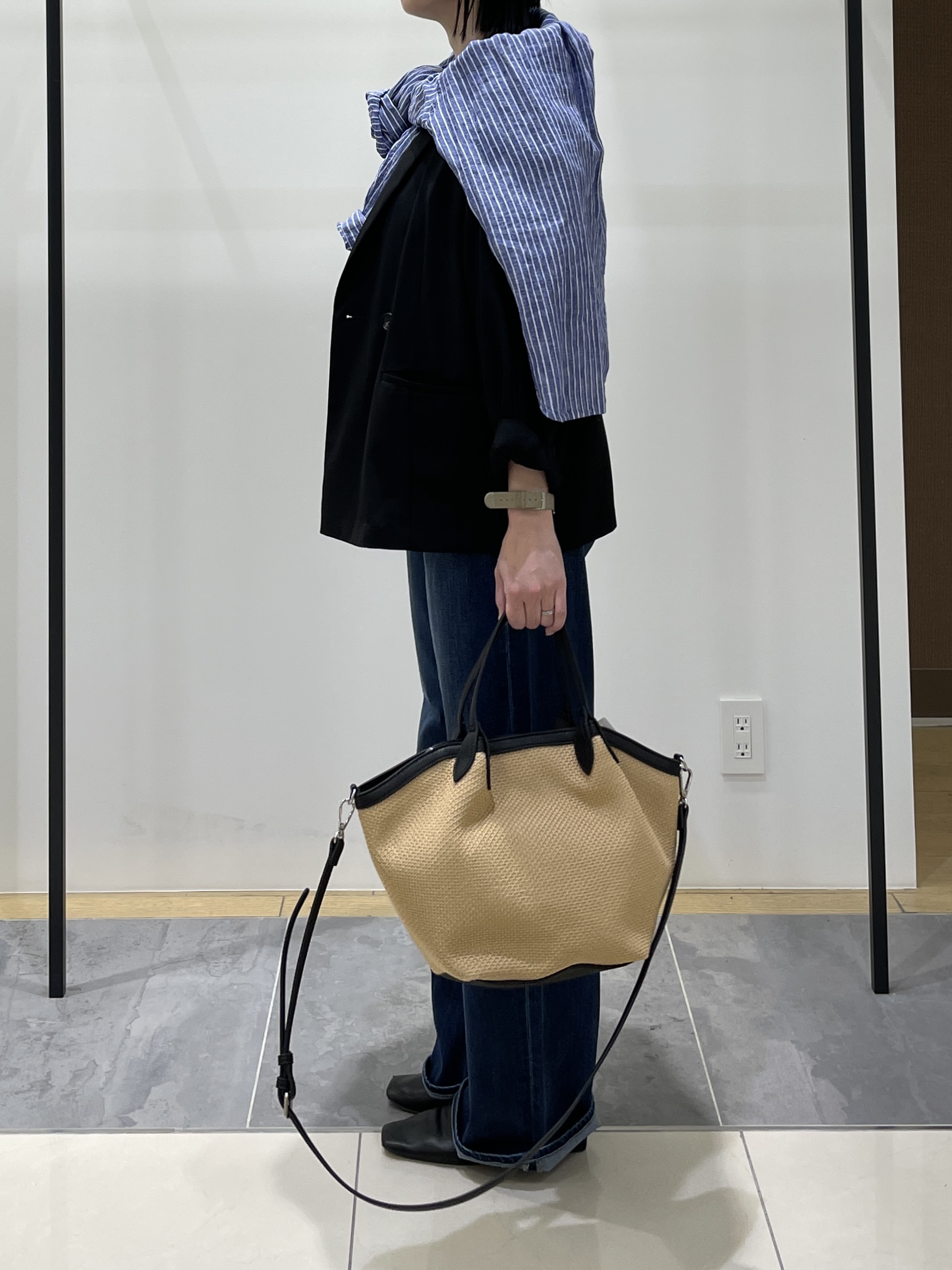 shihoさんの「INDIVI｜【接触冷感／透湿／着る日傘】ドルマンダブルジャケット」を使ったコーディネート
