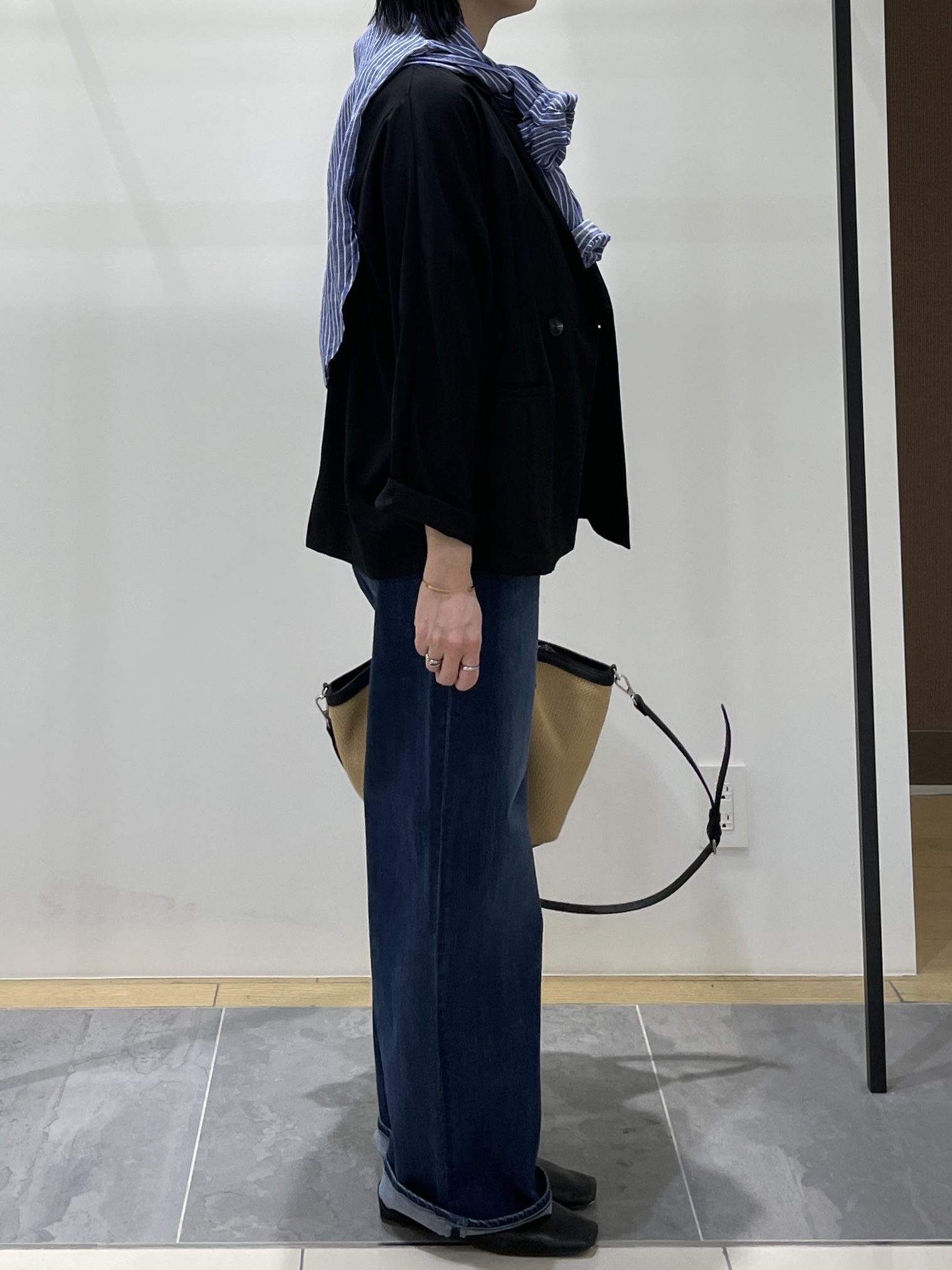shihoさんの「INDIVI｜【接触冷感／透湿／着る日傘】ドルマンダブルジャケット」を使ったコーディネート