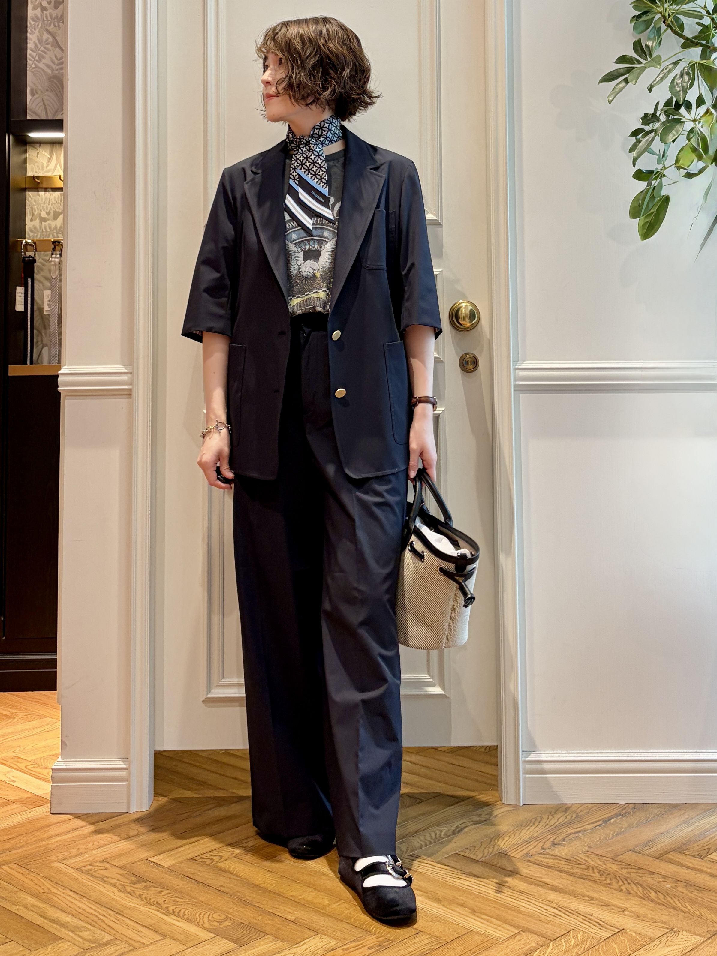 nakaoさんの「DRESSTERIOR｜【接触冷感/セットアップ可】 2WAYストレッチスリークオータージャケット」を使ったコーディネート
