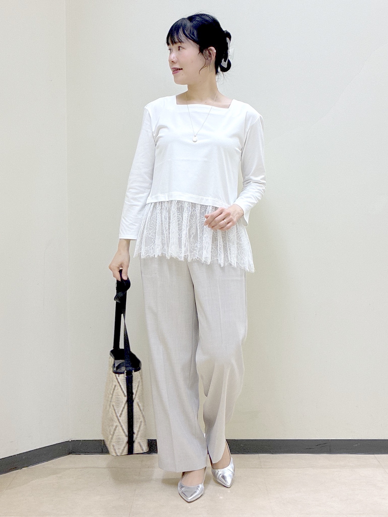  beni_gingerさんの「Reflect｜【UVカット／接触冷感／レイヤード◎】レース切り替えプルオーバージャージ」を使ったコーディネート