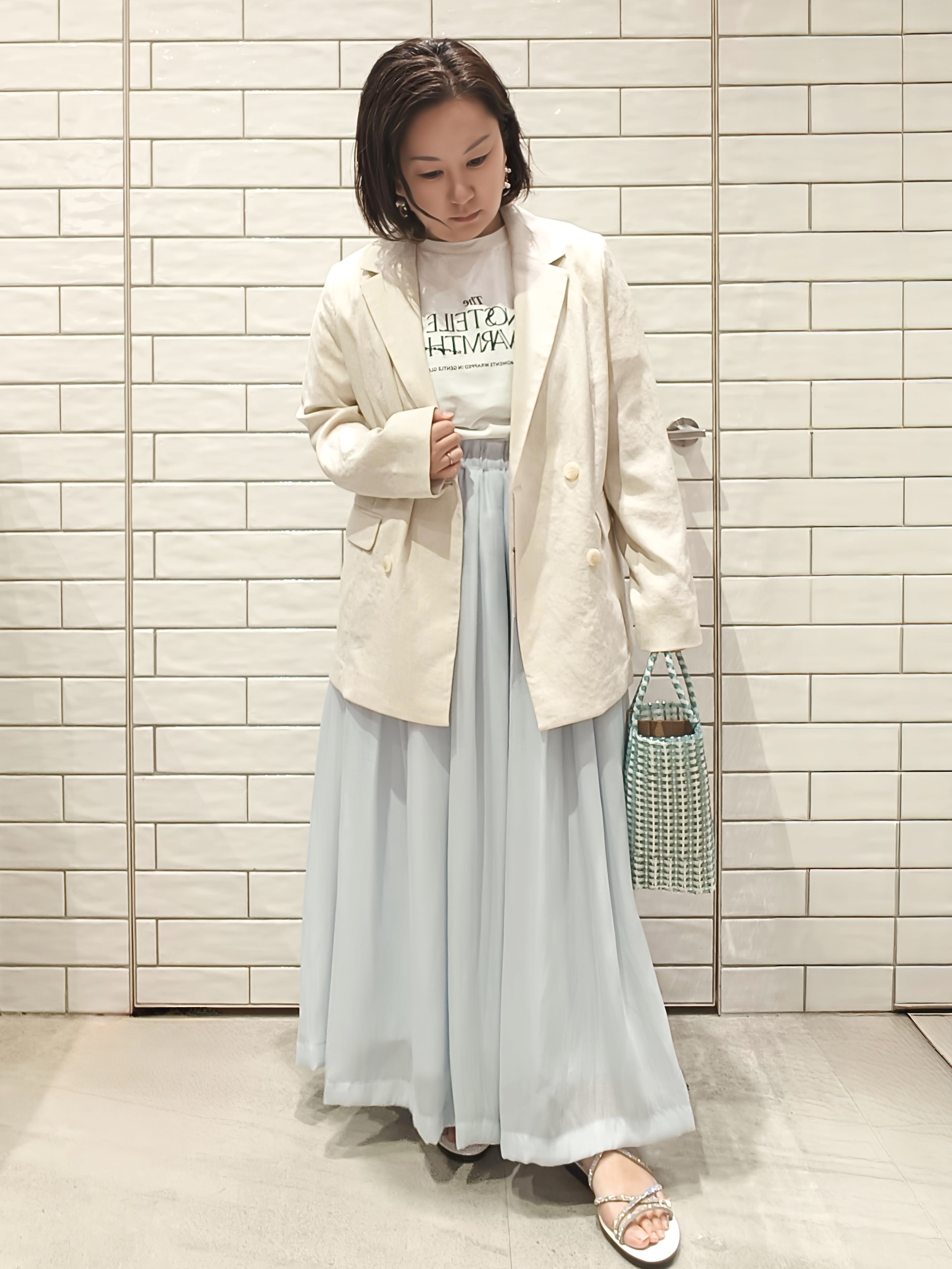 かなこさんの「OPAQUE.CLIP｜【UV／接触冷感】ダブルブレストジャケット《防シワ加工／洗える》」を使ったコーディネート
