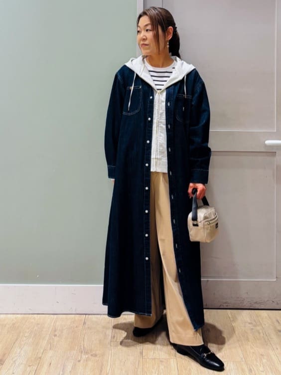 Komi☆さんの「grove｜【洗える】麻調ノーカラーブルゾン」を使ったコーディネート