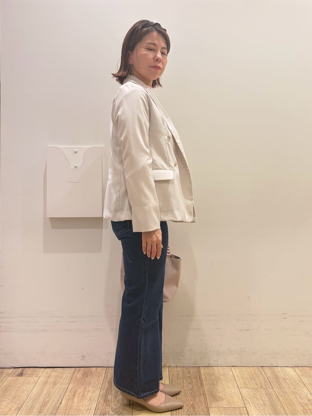 YUKOさんの「index｜《再入荷》ダブルブレストテーラードジャケット【接触冷感／吸水速乾／イージーアイロン／防シワ／洗濯機O」を使ったコーディネート