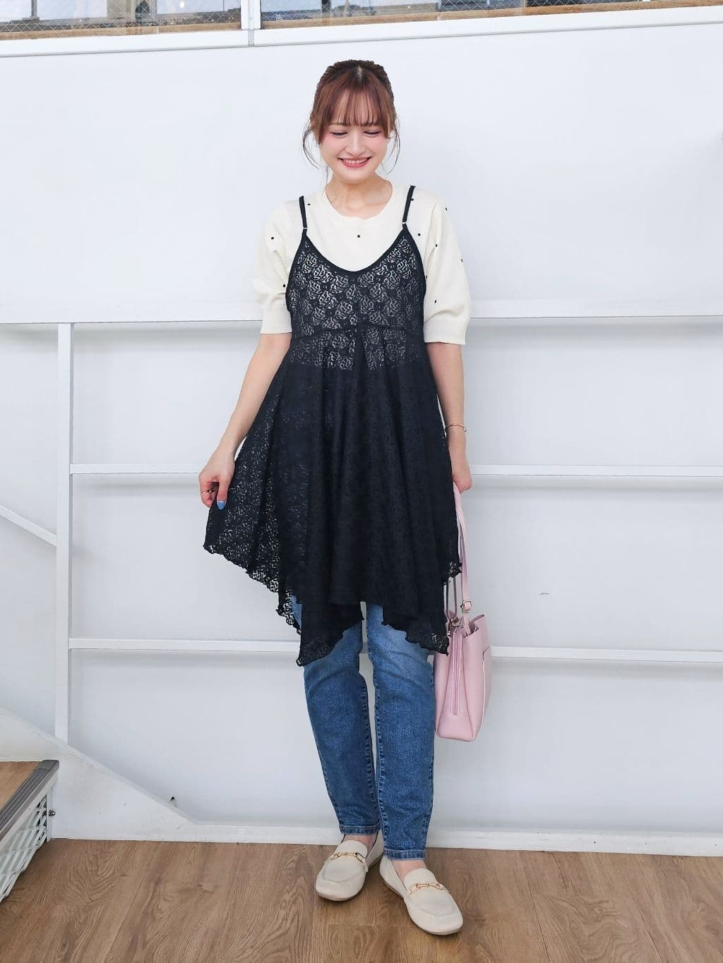 ゆゆさんの「SHOO･LA･RUE｜【前後2WAYネック】レイヤードスタイルにおすすめ レースキャミチュニック」を使ったコーディネート