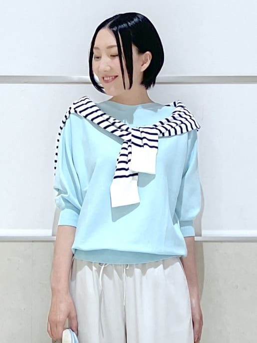eriko さんの「Dessin｜【洗える】後ろボタンニットプルオーバー七分袖」を使ったコーディネート