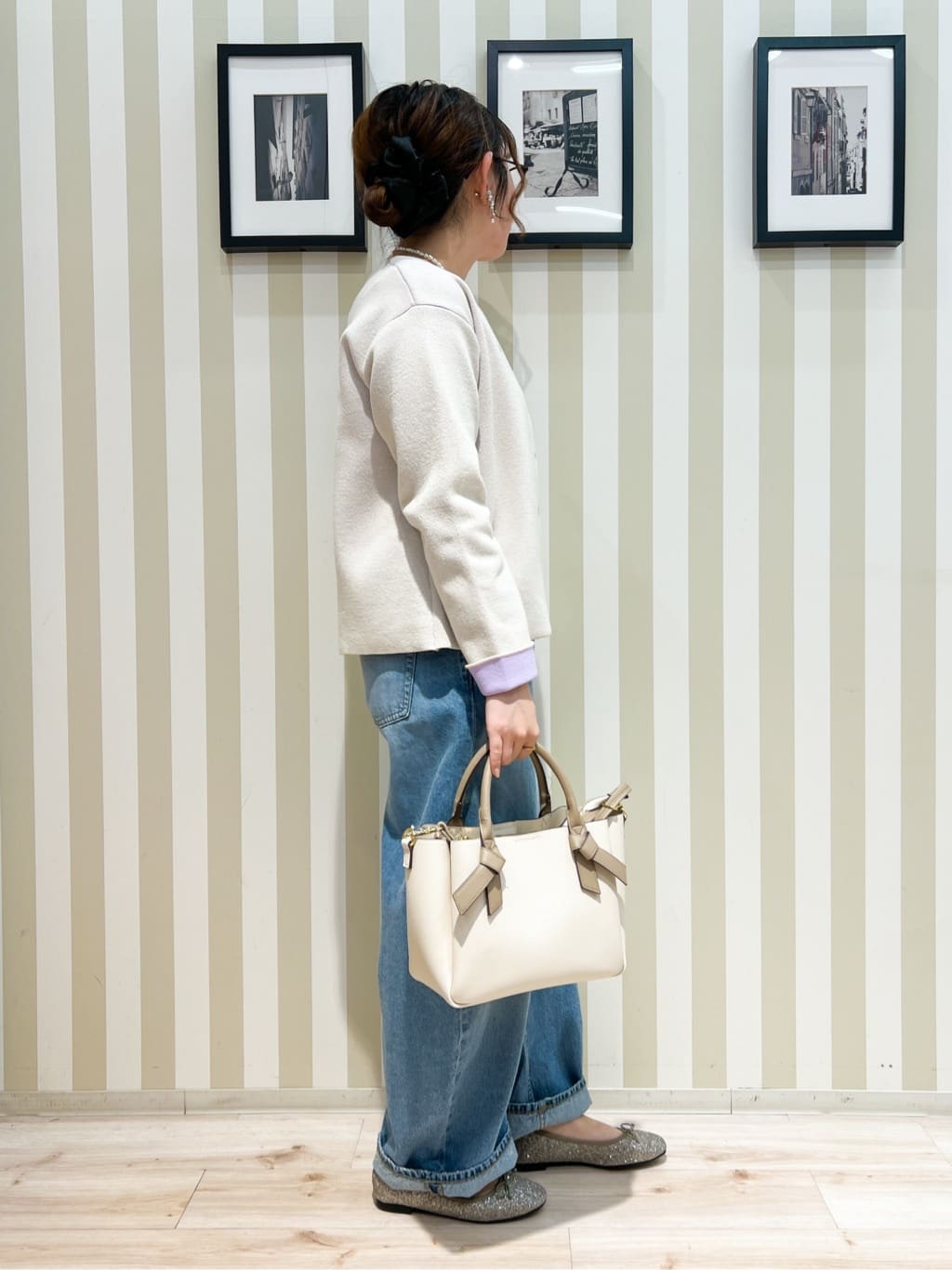 manaさんの「SHOO･LA･RUE｜【S-LL/洗濯機可】着こなしいろいろ 首元すっきりボートネック ボーダーロンT」を使ったコーディネート