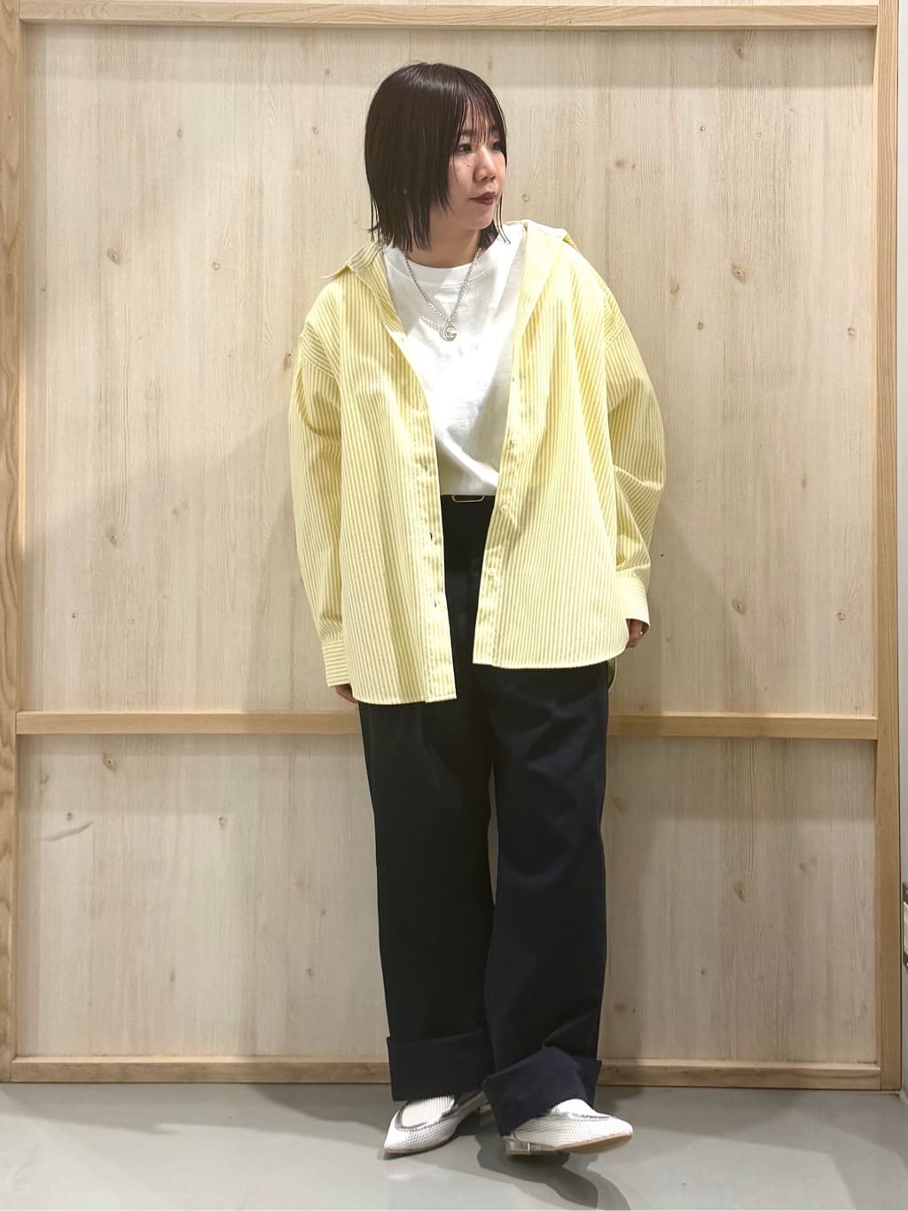 nanaさんの「THE SHOP TK｜【POLO BCS 別注】ストライプOXシャツ」を使ったコーディネート