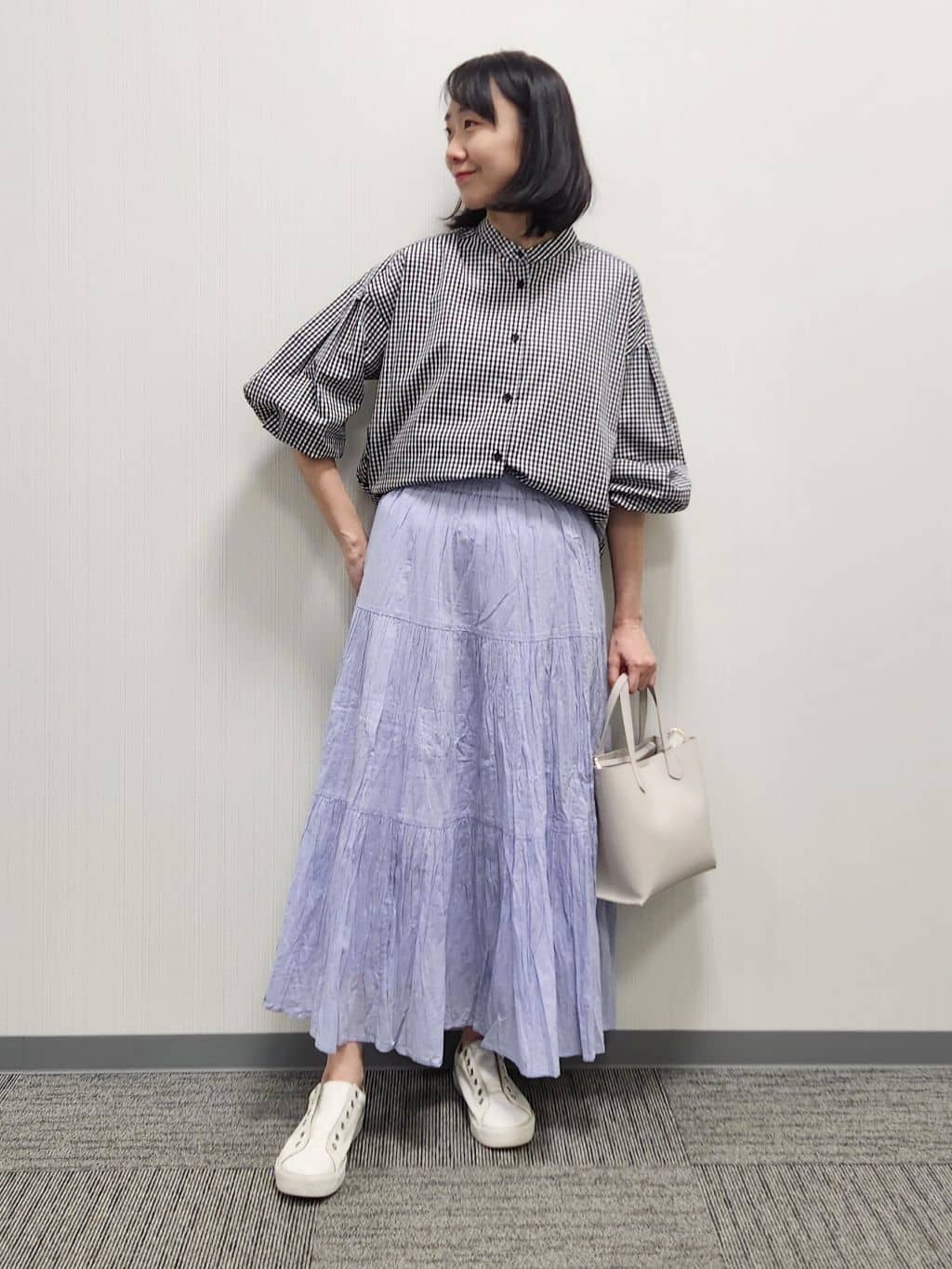 naraさんの「Dessin｜【洗える】バルーンスリーブバンドカラーシャツ」を使ったコーディネート