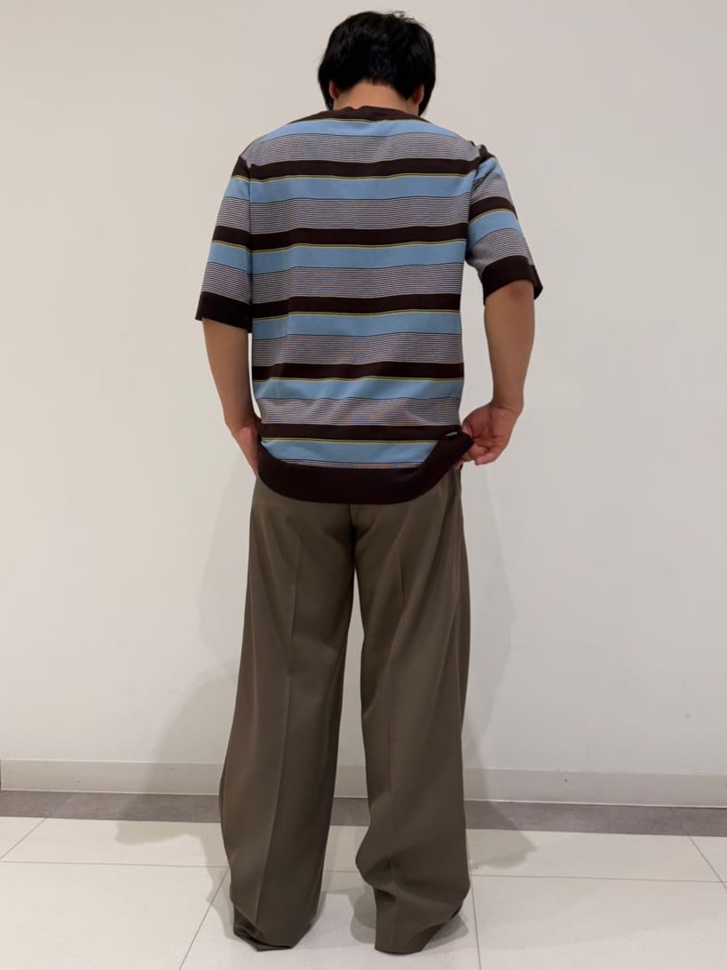 MATSUBARAさんの「DRESSTERIOR｜【ウォッシャブル】コットンシルク マルチボーダーニット」を使ったコーディネート