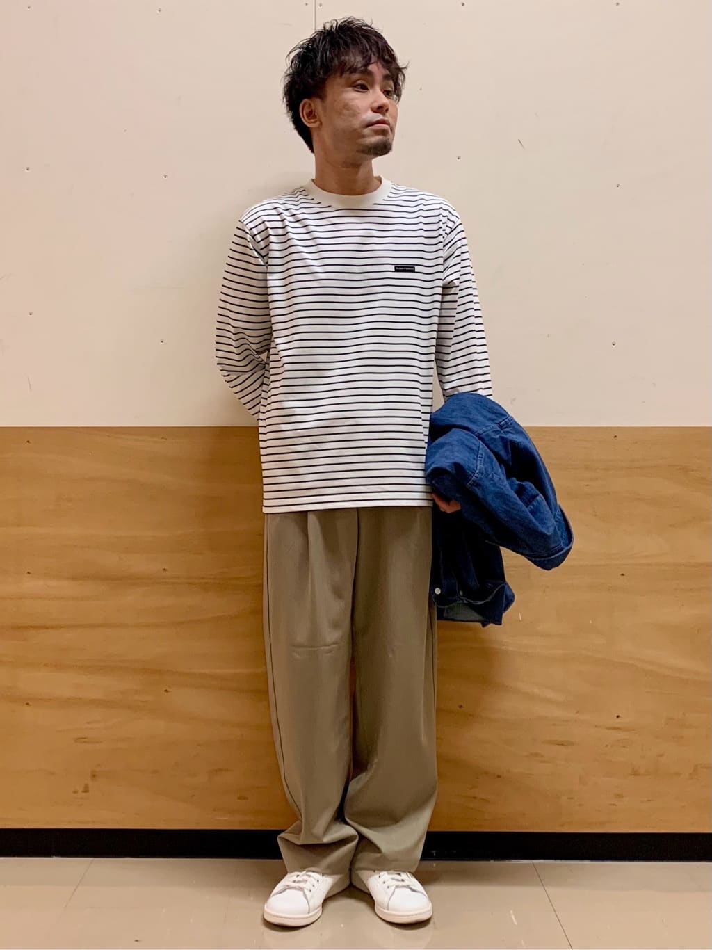 MATUさんの「THE SHOP TK｜【POLO BCS 別注】 アソート長袖シャツ ストライプ／グレー／デニム」を使ったコーディネート