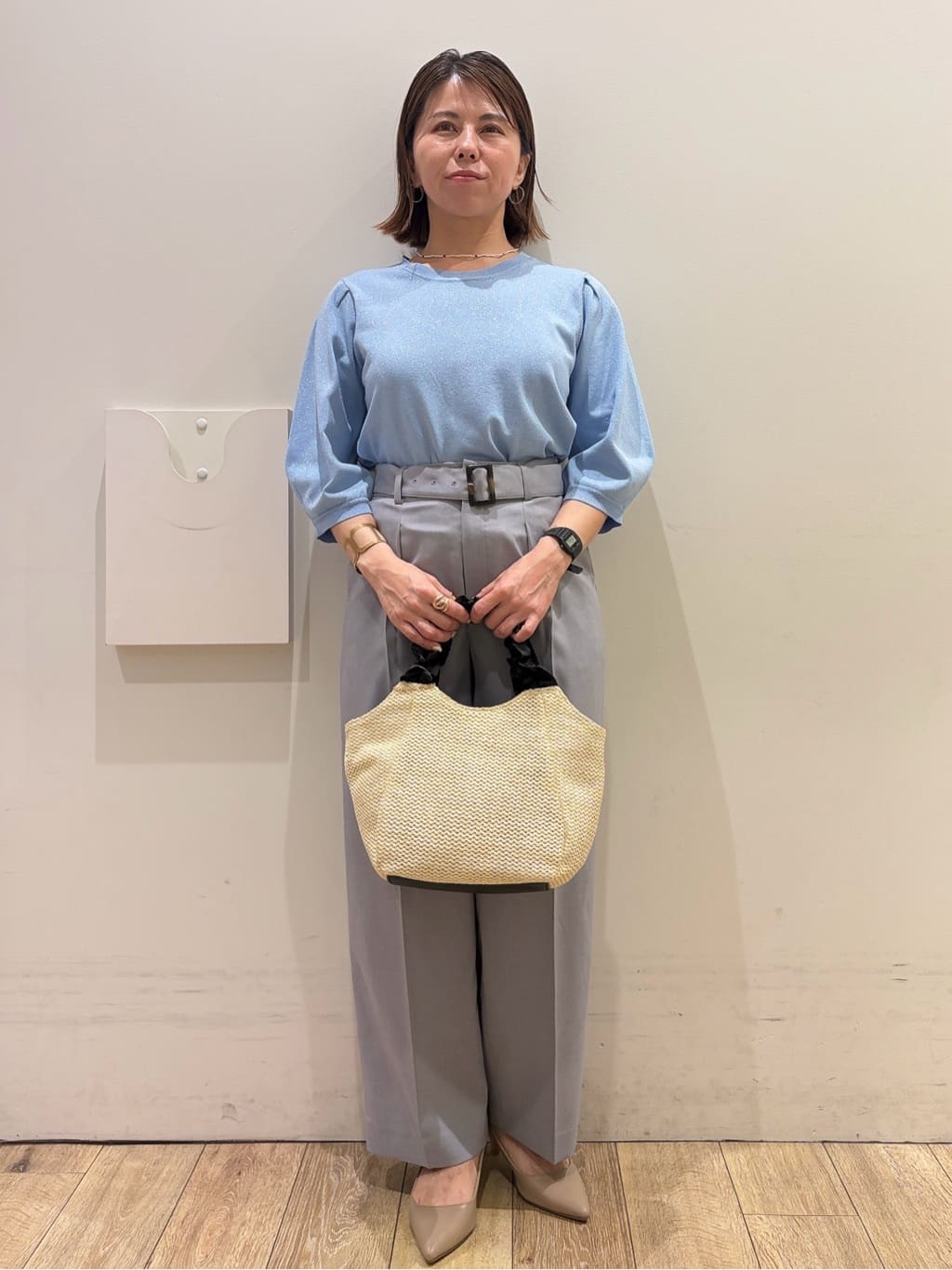 YUKOさんの「index｜【UVケア】6分袖タックスリーブニット《洗濯機OK／XS～LL／9col》」を使ったコーディネート