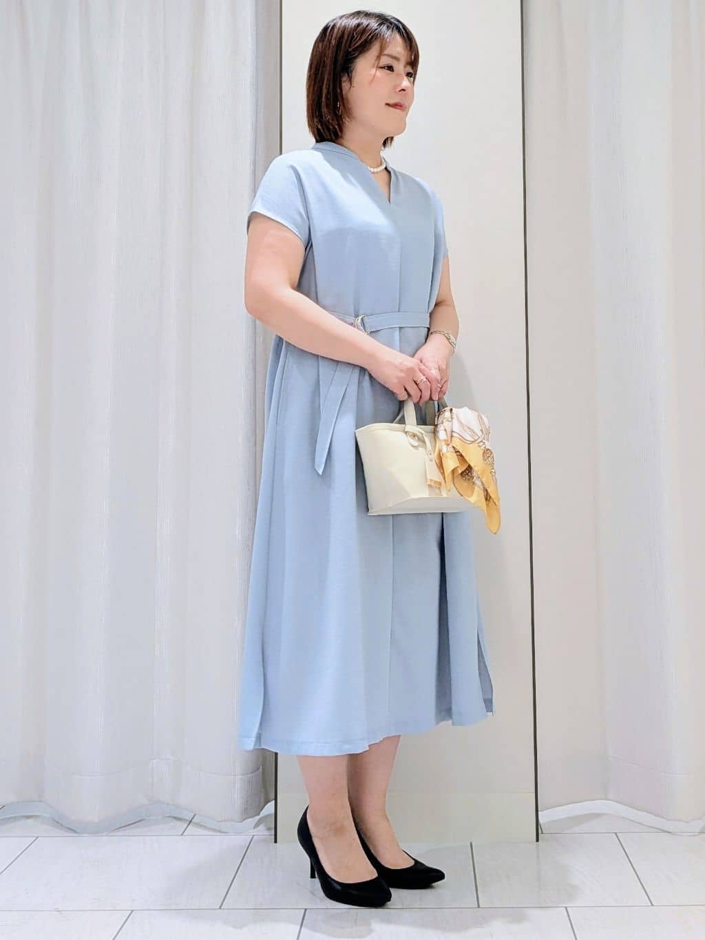 Onumaさんの「UNTITLED｜【UV/接触冷感/遮熱/通気性】スラブバンドカラーワンピース」を使ったコーディネート