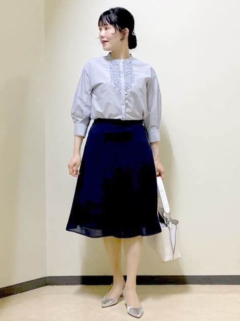  beni_gingerさんの「Reflect｜【接触冷感】八分袖フロントフリルブラウス」を使ったコーディネート