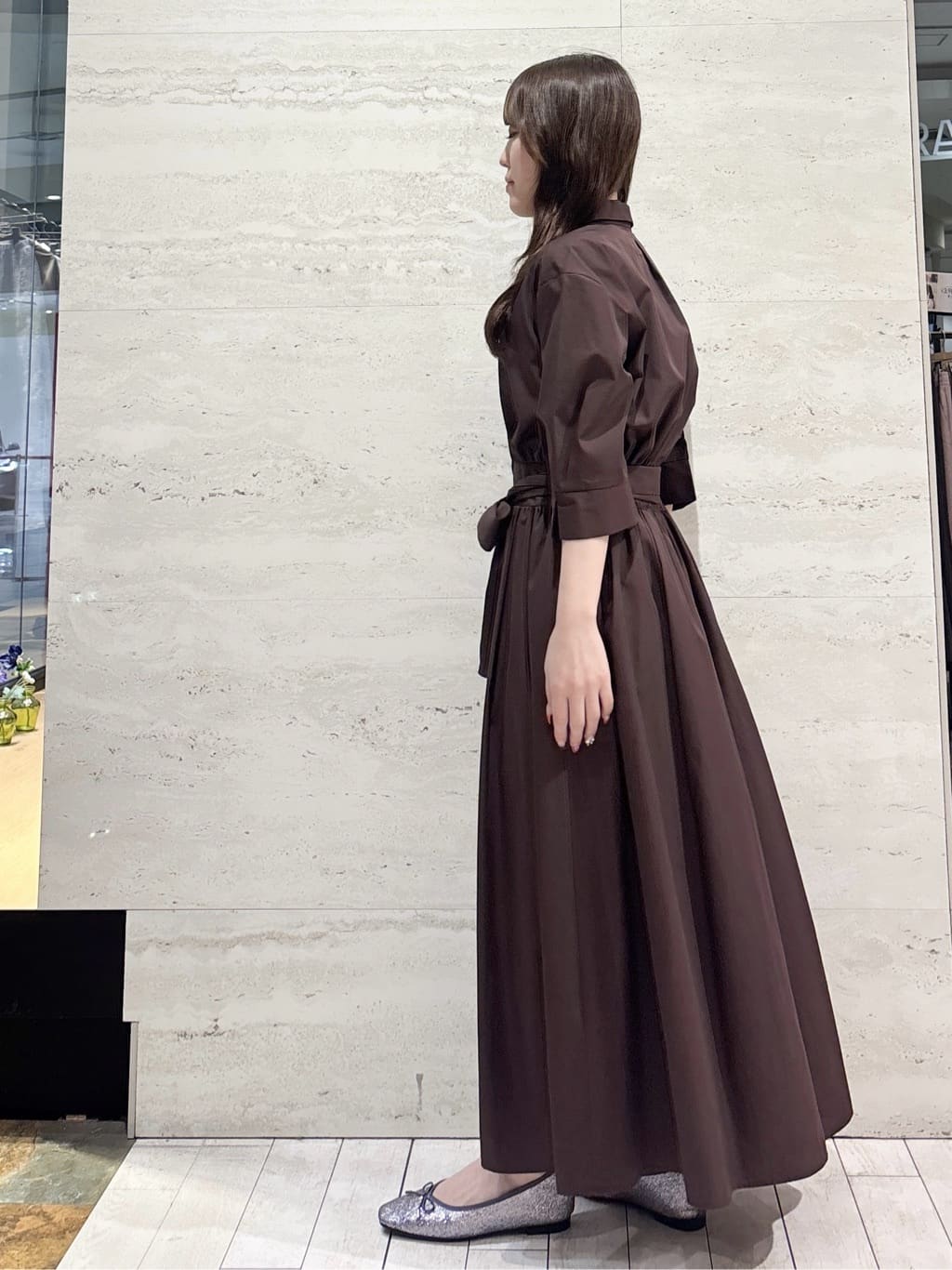 かほさんの「OPAQUE.CLIP｜リボンベルト付きシャツワンピース【洗濯機OK／防シワ加工】」を使ったコーディネート