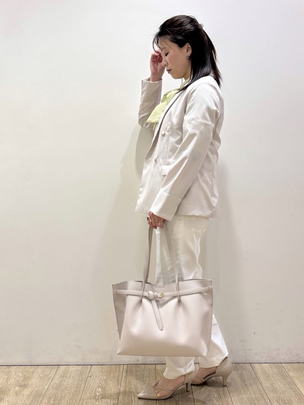 mameさんの「index｜《再入荷》ダブルブレストテーラードジャケット【接触冷感／吸水速乾／イージーアイロン／防シワ／洗濯機O」を使ったコーディネート