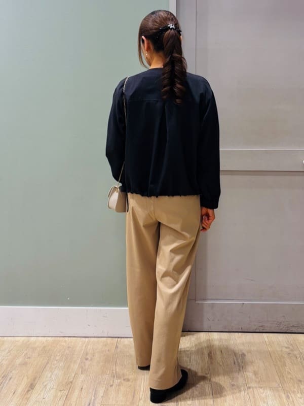 Komi☆さんの「grove｜【洗える】麻調ノーカラーブルゾン」を使ったコーディネート