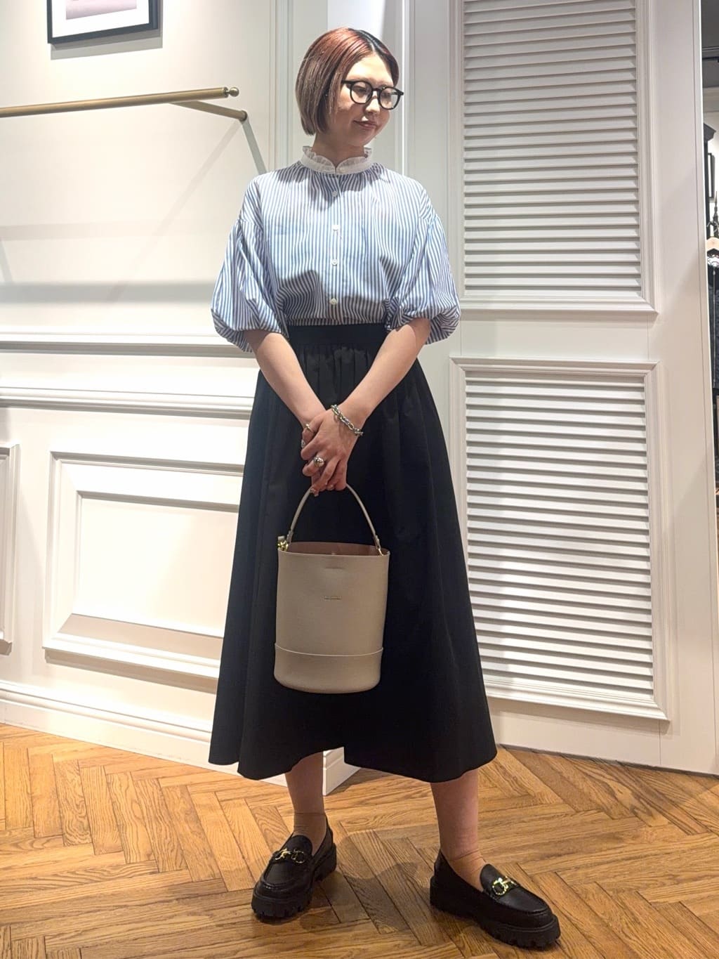renaさんの「DRESSTERIOR｜【otonaMUSE5月号掲載/ウォッシャブル】ロンドンストライプクレリックブラウス」を使ったコーディネート
