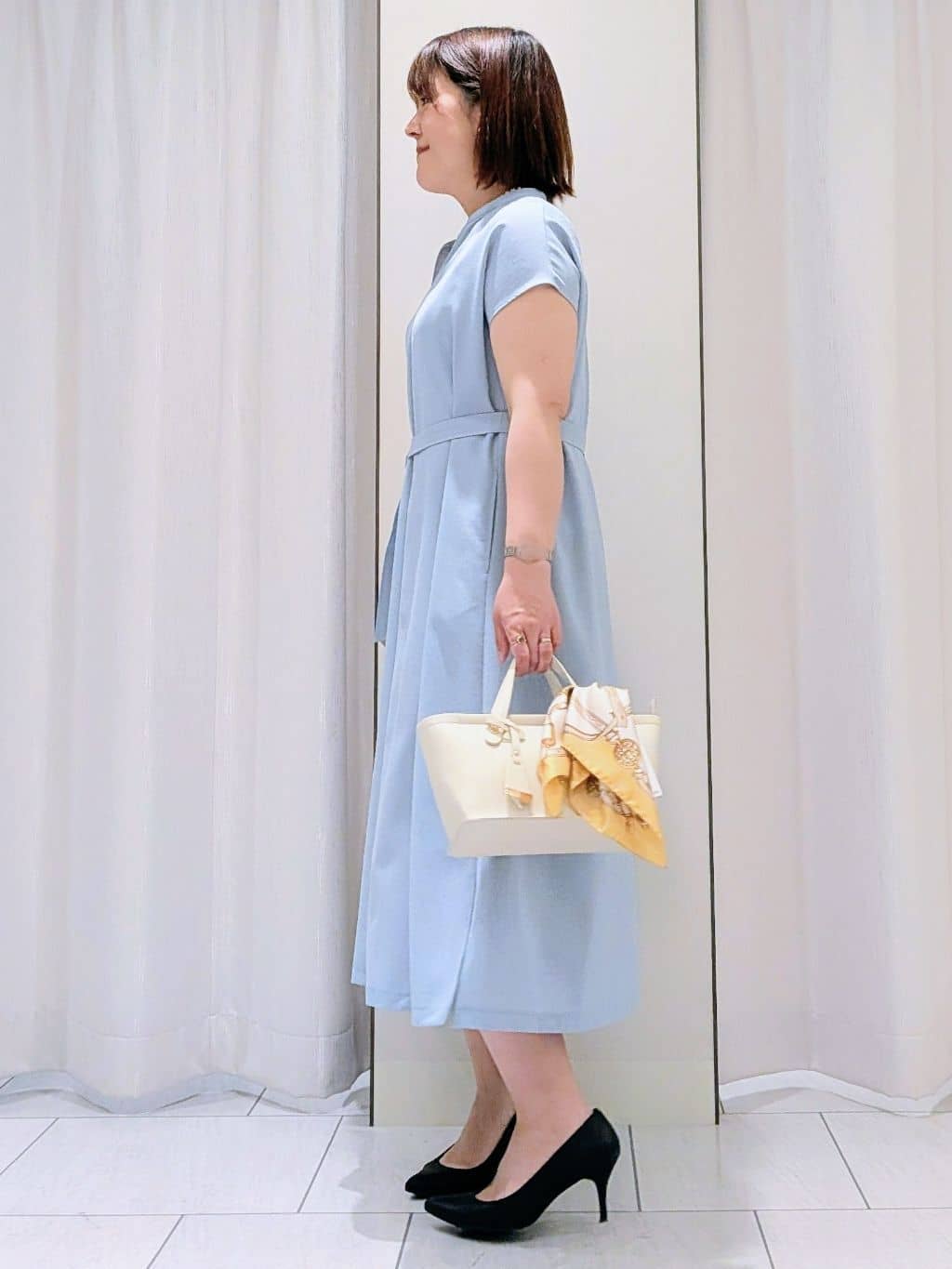 Onumaさんの「UNTITLED｜【UV/接触冷感/遮熱/通気性】スラブバンドカラーワンピース」を使ったコーディネート